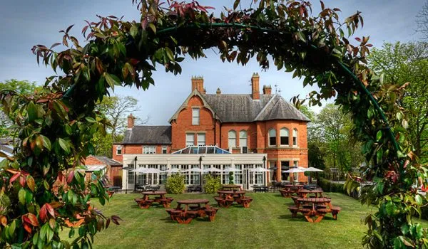 Beer Garden at The Joshua Bradley pub, Gee Cross, Stockport
