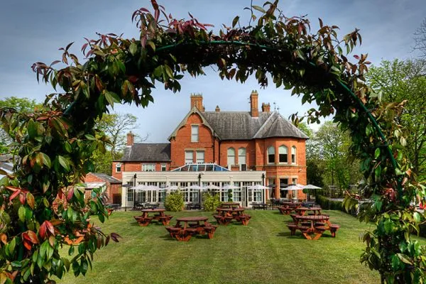 Beer Garden at The Joshua Bradley pub, Gee Cross, Stockport